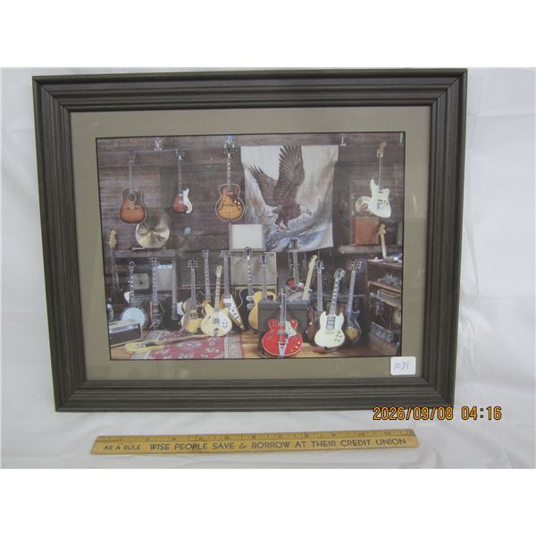 1031. Vintage Guitar Print Framed