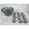 Image 1 : 1044. Vintage Carnival Glass Punch Bowl with 12 Cups and Ladle
