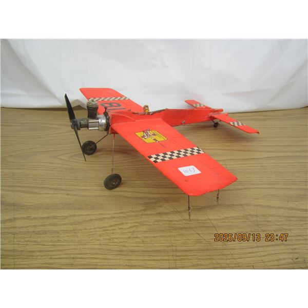 1063. Vintage Swordsman Wooden Plane with Gas Engine Circa 1970's