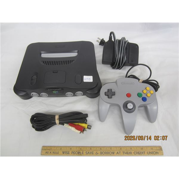 1095. Nintendo 64 (N64) Consol with Power Pack, AV Cord and One Controller Tested Ready to Use