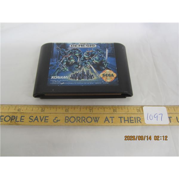 1097. Rare Sega Genisis Teenage Mutant Ninja Turtles The Hyper stone Heist Game Cartridge