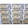 Image 3 : 1101. Vintage Laminated Uncut Canadian Sheet of Dollar of 1 Dollar Bills 1973 all Serial Numbers are
