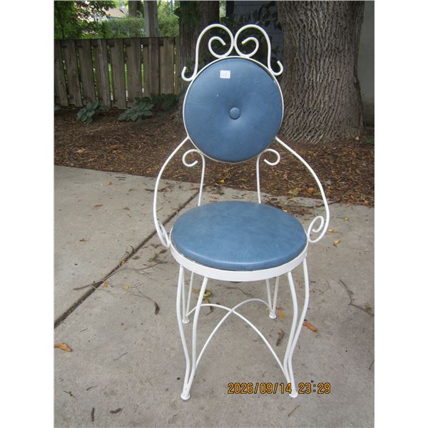 1105. Antique Metal Chair with Padded Seat
