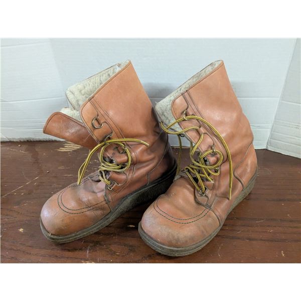Fur Lined Leather Boots – 10.5” Heel to Toe