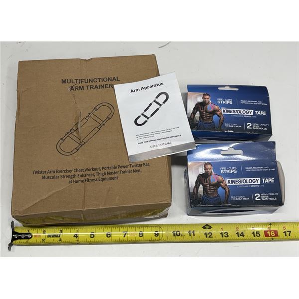 Portable Multifunctional Arm Trainer Kit and (2) boxes of Kinesiology Tape. (Everything New)