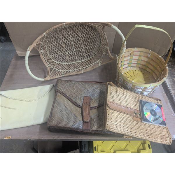 (2) Large Baskets, (3) Briefcases, Microsoft Windows 95 Disk
