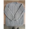 Image 1 : Handknit Grey Cabled Cardigan (Size L)