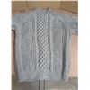 Image 2 : Handknit Grey Cabled Cardigan (Size L)
