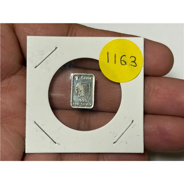 1 Gram .999 Fine Silver.