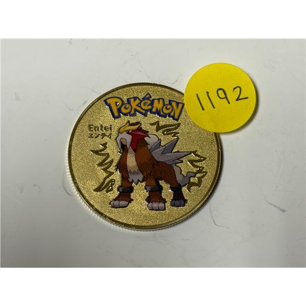 Pokemon Entei Golden Colour Coin.