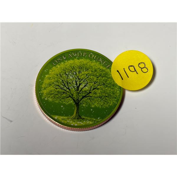 One AVDP Ounce Copper Coin.