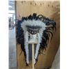Image 1 : Black & White Beaded Feather Headdress, 53" L x 32" W