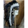 Image 3 : Black & White Beaded Feather Headdress, 53" L x 32" W