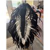 Image 7 : Black & White Beaded Feather Headdress, 53" L x 32" W