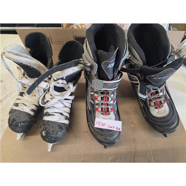 (2) Pair Hockey Skates – Bauer (Size 8EE) and Ice 6 (Size 9)