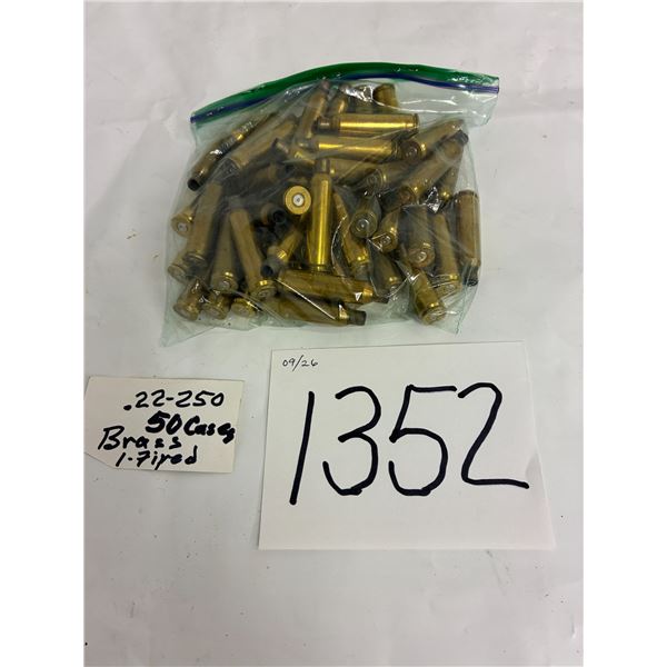 (50) Brass .22-250 Cases (Fired Ammo)