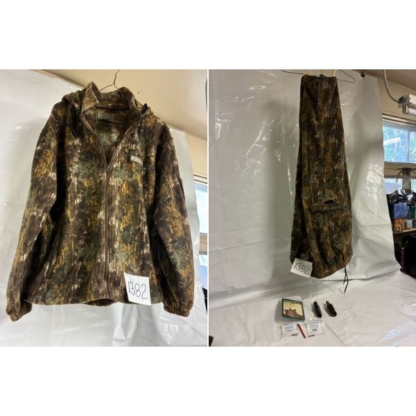 Camo Jacket w/ Hood, Large Pants, Predator Call, etc.