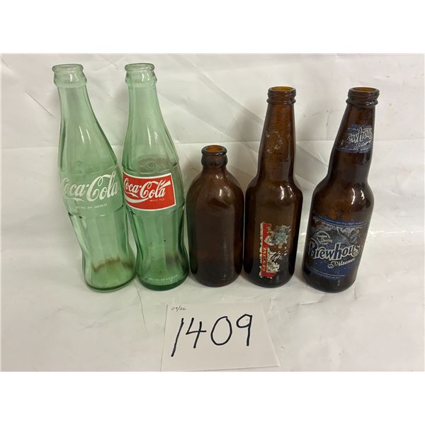 Mexico Coke Bottles & (3) Vintage Amber Bottles (US & Canada)