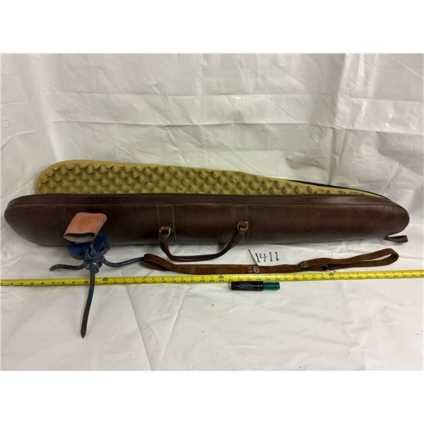 48” Padded Leather Gun Case, Leather Sling, Fox & Coyote Call, Rifle Rest