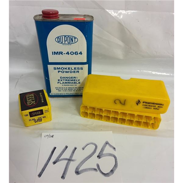 Smokeless Powder 1lb 4064, (100) .224 55gr Bullets, Cartridge Box **PAL Required