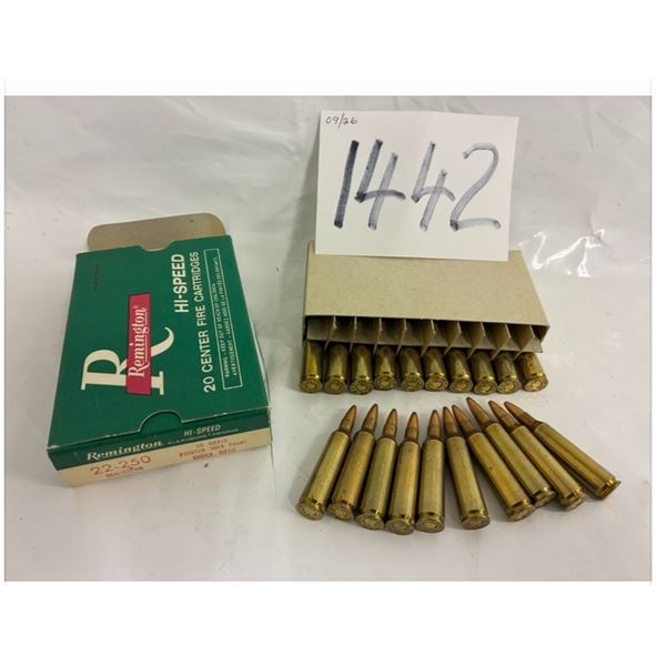 (20) Remington Cartridges .22-250 cal 55gr SP **PAL Required