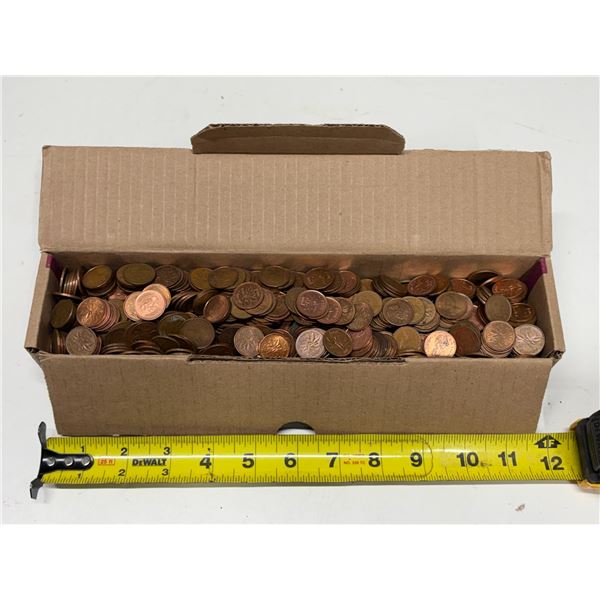 Box of Canadian One Cents. (Total Weight - 3.00Kg)
