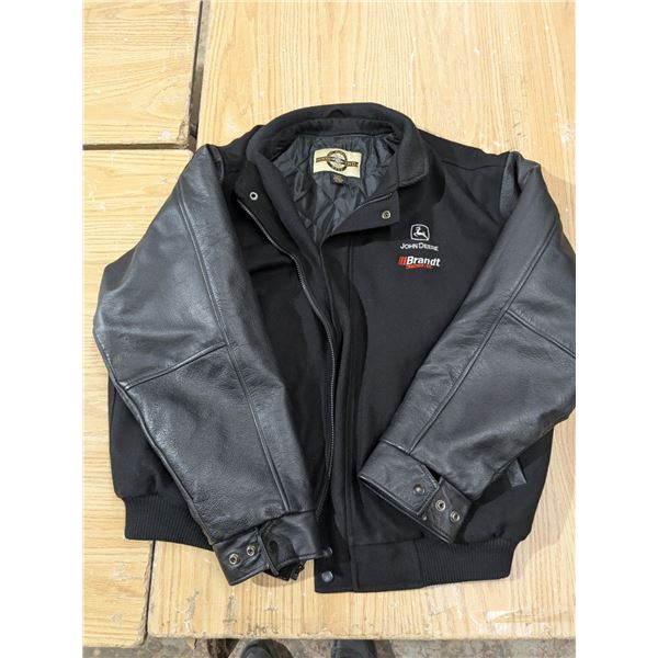Size XL John Deere Brandt Leather Sleeved Jacket