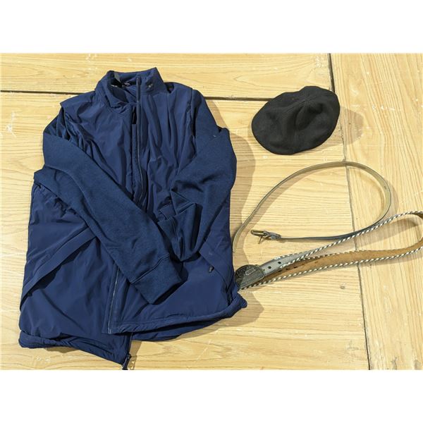 Size L Golf Sweater, Tower of London Flat Cap, (2) Men’s Belts