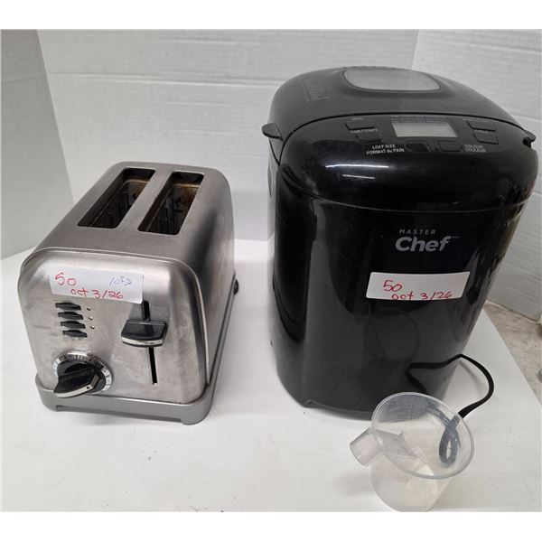 Cuisinart 2-Slice Toaster, MasterChef Bread Maker (broken top corner) – Both Working