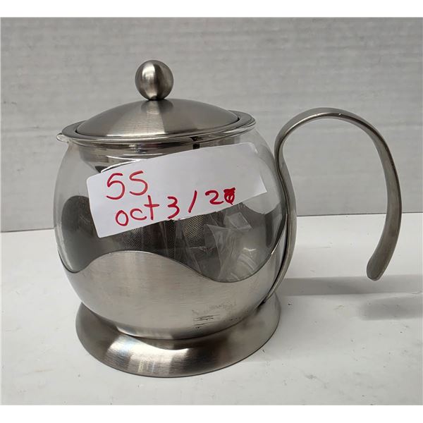 NEW 800ml Stainless Steel & Glass Teapot