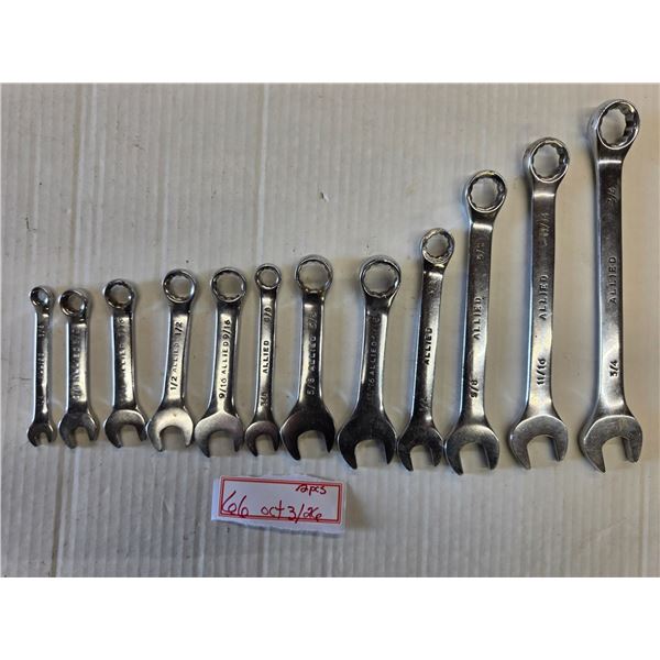 (12) Allied 12-point Wrenches, ¼” to ¾”