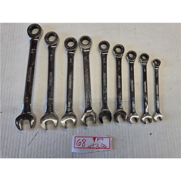 (9) Maximum 12-point Ratcheting Wrenches, Assorted Sizes