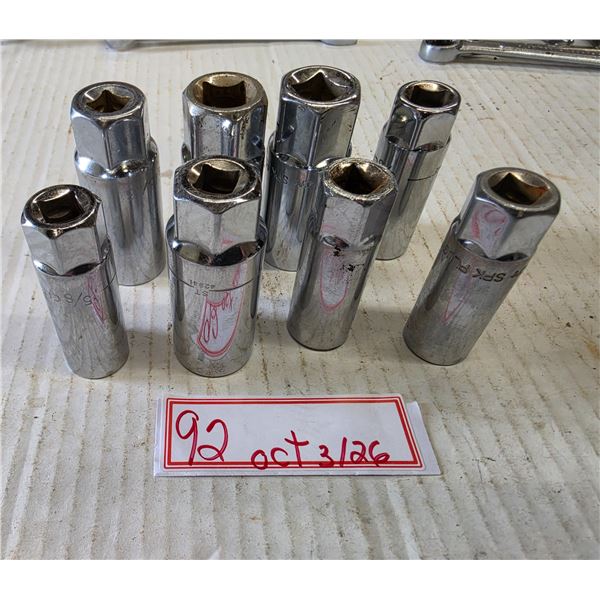 (8) Chrome Drive Spark Plug Sockets