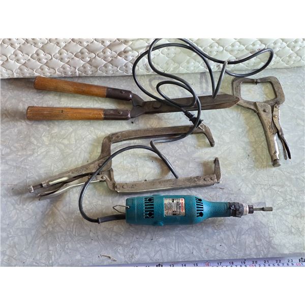 Makita Die Grinder (Working), Vice Grips, Hedge Trimmers
