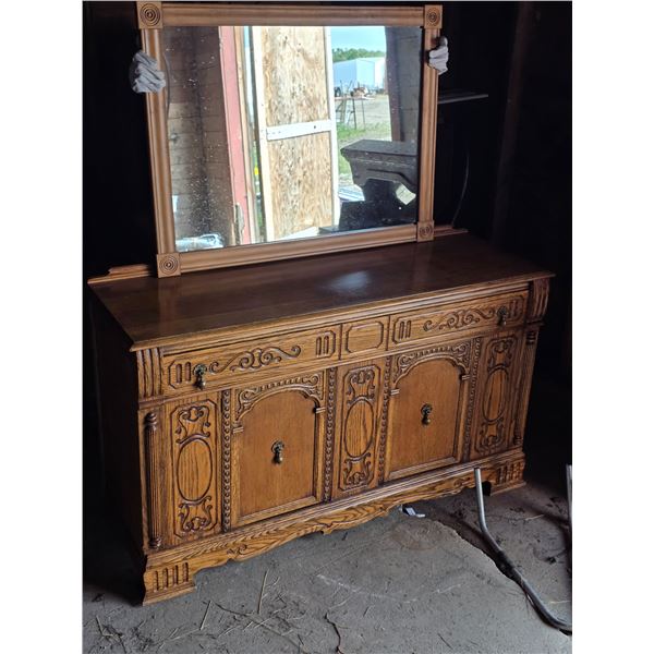 Vintage Buffet w/ Mirror – 60”x 20”x 36”H