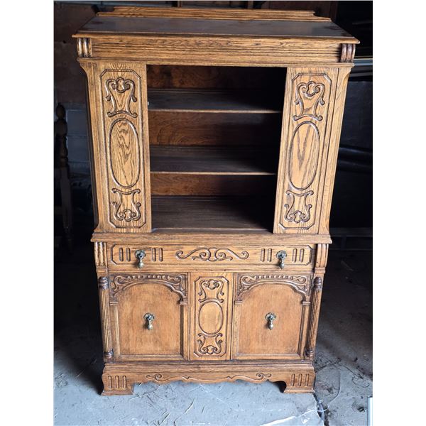 Vintage Wood Display Cabinet – 38”x 15”x 62”H