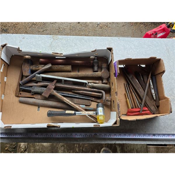 Lot of hammers, chizels, misc
