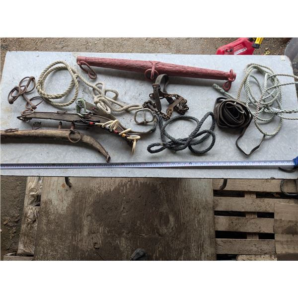 Vintage Horse Tack Lot, Milk Crate
