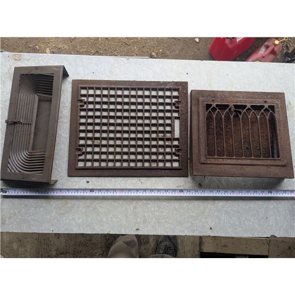 Vintage Heating Grates, Cast and Tin