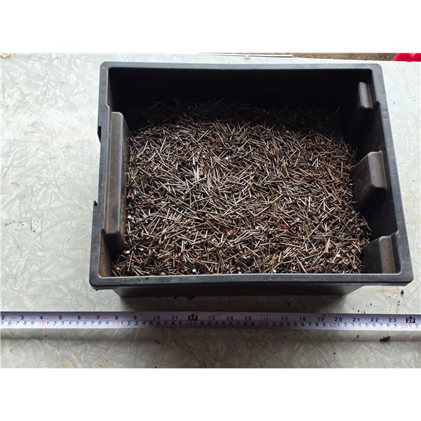 Bucket of finishing nails