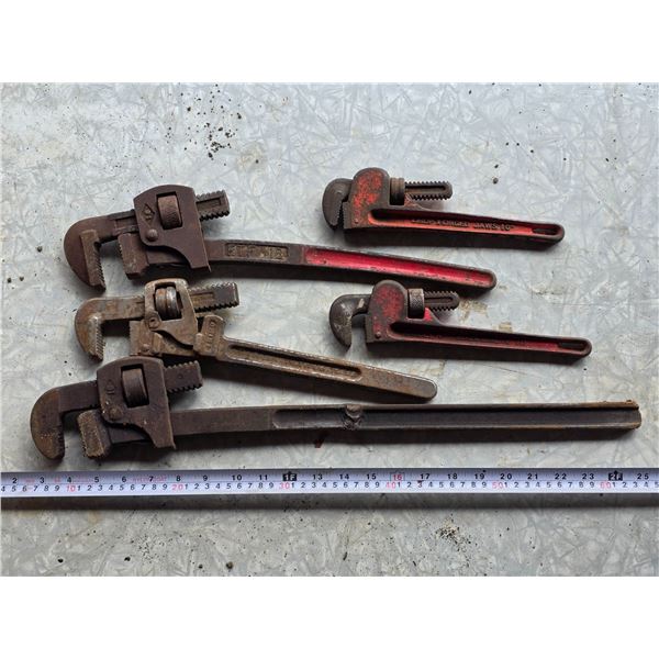 Assorted pipe wrenches