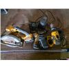 Image 1 : Dewalt power tools, circular saw, drill, chargers, batteries- most work- saw not tested