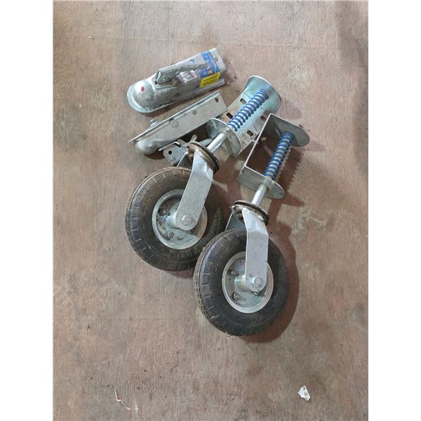 Trailer couplers and gate wheels