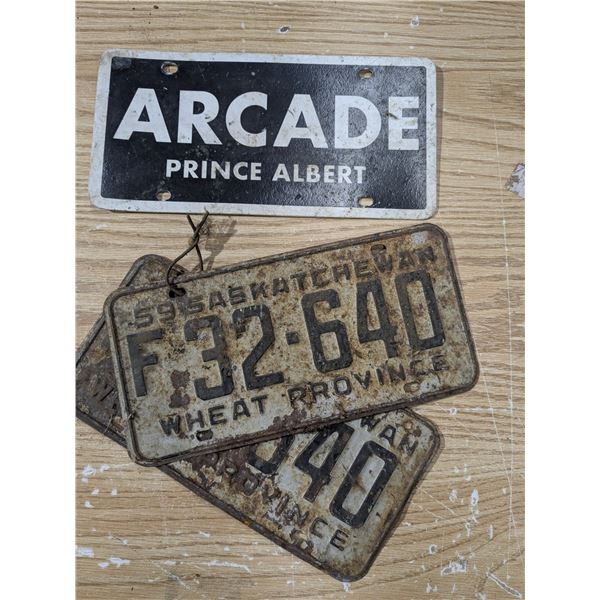2- 1959 sask license plates