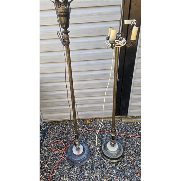 Pair of Torchiere Lamp Stands – Good for Parts, Need Shades