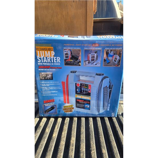 NEW in Box 300 Rechargeable Jump Starter for 3-6-12V Batteries