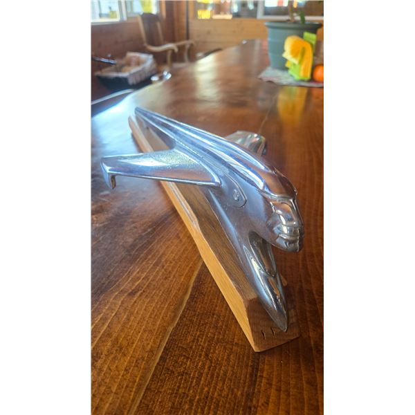 Huge 1950 Pontiac Chieftain Chrome Hood Ornament, 20” Long.  Some Light Pitting.