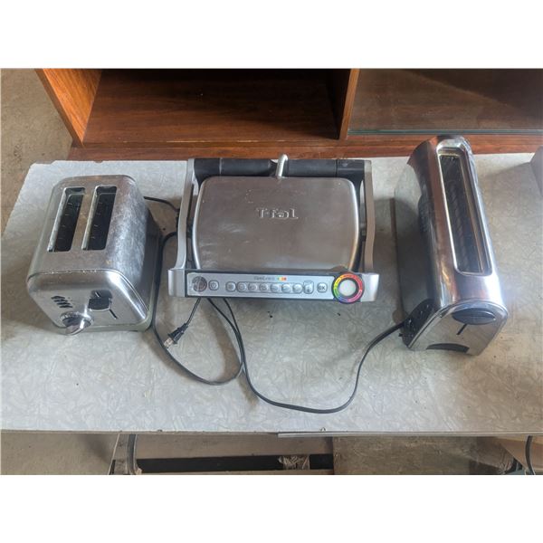 (2) Slice Toaster, Long Slice Toaster, T-Fal OptiGrill