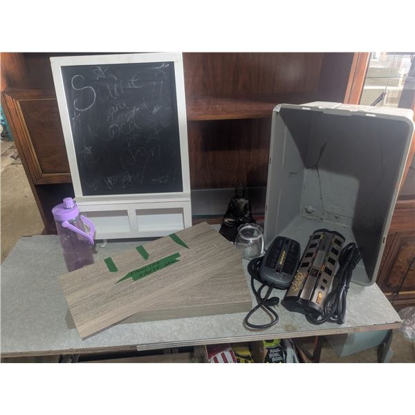 Misc. Home Décor etc. Lot – (2) New Floating Shelves, Mini Chalkboard, Surge Protector, etc