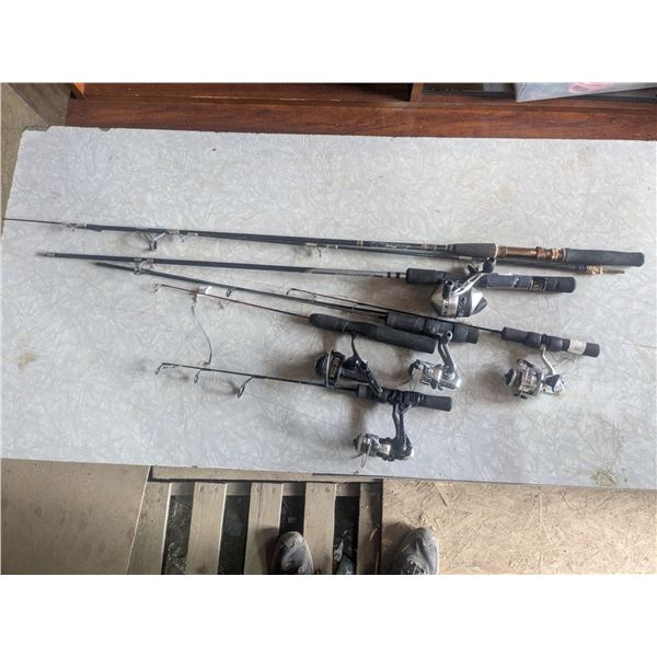 (4) Ice Fishing Rods, (2) 6’ Fishing Rods